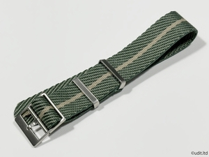 22mm 高品質 スクエア ストラップ 腕時計ベルト ファブリック NATO グリーン・ベージュ【適合モデル チューダー オメガ ブライトリング等】