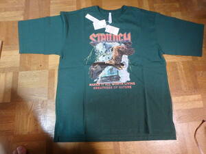 ★StartingOver　HALHAM〓天竺ロックプリントTシャツ EAGLE〓M 緑 新品