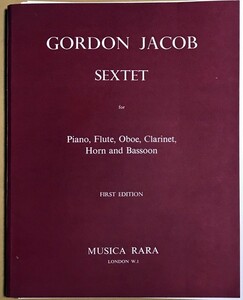  Gordon * Jacob six -ply . bending ( tree tube . -ply .+ piano ) import musical score Gordon Jacob Sextet foreign book 