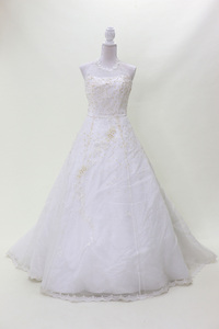  used wedding dress two next .* photo . etc.! white 15 number |15T A line. halter-neck dress W-53