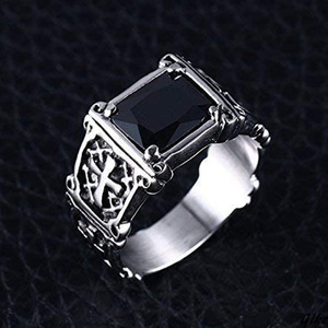 指輪 メンズ 黒 ブラック ジルコニア オニキスリング ステンレス 十字架 クロス指輪 厄除け お守りリング 指輪物語 印台指輪
