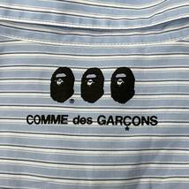 大阪店限定 希少 ● A BATHING APE × COMME des GARCONS 20SS ストライプ シャツ コムデギャルソン エイプ 001SHG221903X XL_画像3