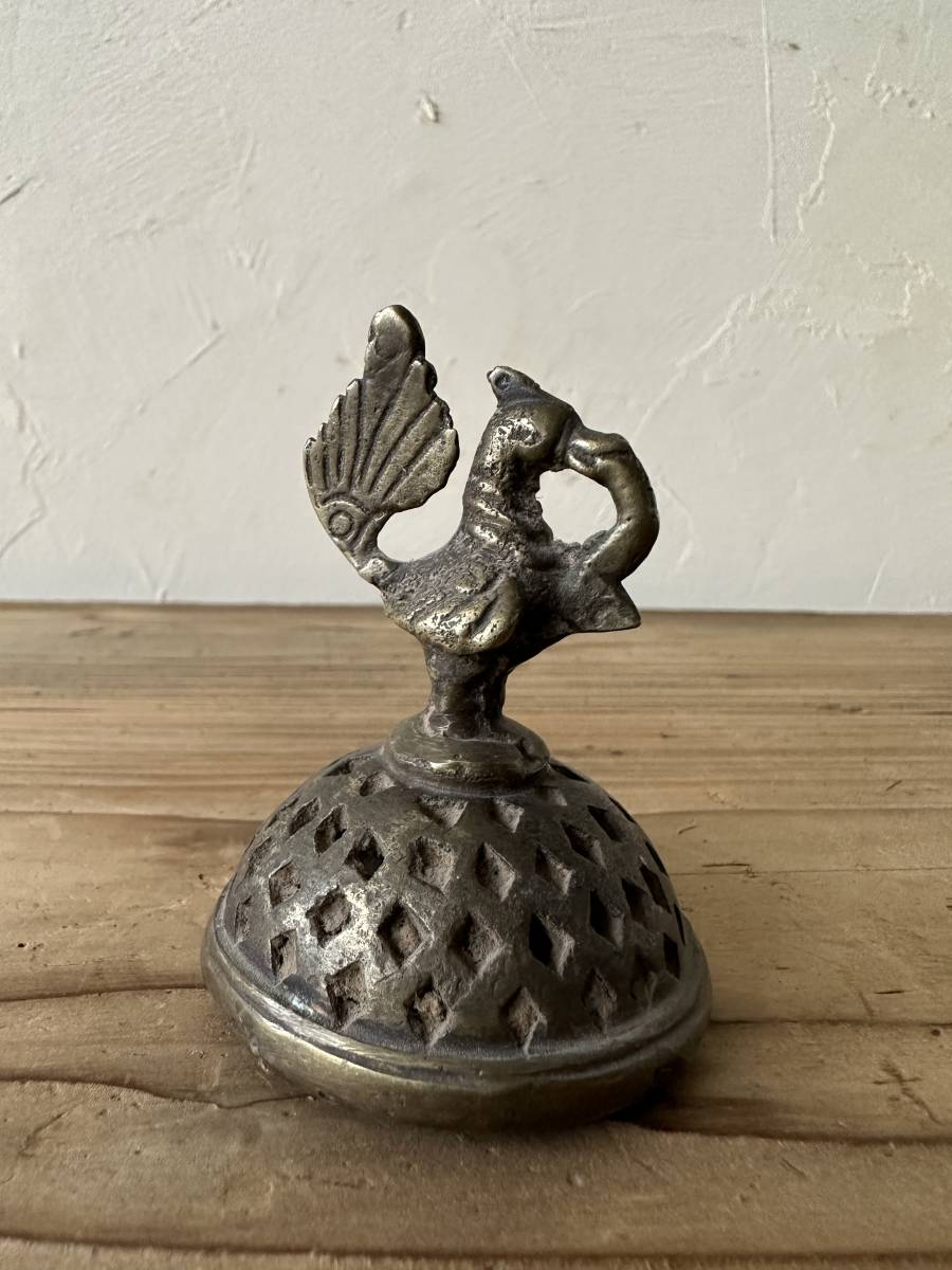 インド ヴィンテージ 動物 オブジェ 置物 真鍮 ハンドメイド アート 鳥 鈴 インテリア アンティーク, インテリア小物, 置物, 洋風