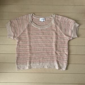  Jill Stuart JILLSTUART FR size short sleeves sweater sweater short sleeves pink .... Kirakira flax . made in Japan price cut 