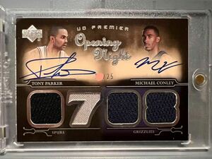 最高級版直書/25 Auto Jersey 07 Upper Deck Premier Tony Parker Michael Conley トニー・パーカー マイク・コンリー Panini NBA サイン