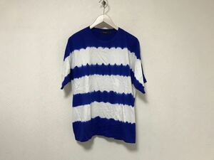 本物レイジブルーRAGEBLUEコットン後染め柄ボーダー半袖Tシャツメンズアメカジサーフミリタリービジネススーツ青ブルー白M