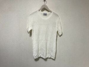 本物ニコルクラブフォーメンNICOLECLUB FOR MENコットンアクリルニット半袖Tシャツセーターメンズアメカジビジネススーツ白ホワイト46M