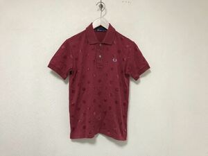  подлинный товар Fred Perry FREDPERRY хлопок полька-дот рисунок Logo вышивка рубашка-поло с коротким рукавом мужской American Casual Surf милитари бизнес XS красный красный сделано в Японии Street 