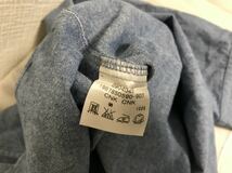 本物トミーTOMMYコットン刺繍ワークシャンブレー長袖シャツメンズサーフビジネススーツミリタリーアメカジ青ブルーS_画像5