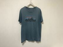 本物パタゴニアpatagoniaコットンロゴプリント半袖TシャツメンズアメカジサーフミリタリービジネススーツL青ブルーアメリカ製_画像1