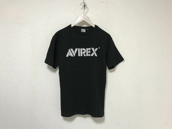 本物アヴィレックスAVIREXプリントワッフル半袖TシャツメンズアメカジサーフミリタリービジネススーツM黒ブラック