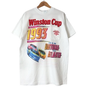 AMERICAN BORN■NASCAR Winston Cup 1993 レーソングプリントTシャツ ホワイト/XL 90S ウィンストンカップ デイトナ USA製