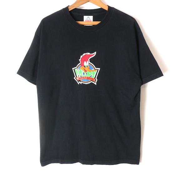 90s00s ウッディー・ウッドペッカー プリント Tシャツ(メンズ L)ブラック ユニバーサルスタジオ