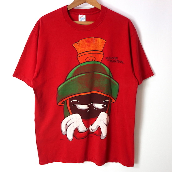 90s USA製 ルーニーテューンズ マービン・ザ・マーシャン プリント Tシャツ(メンズ L)レッド ヴィンテージ