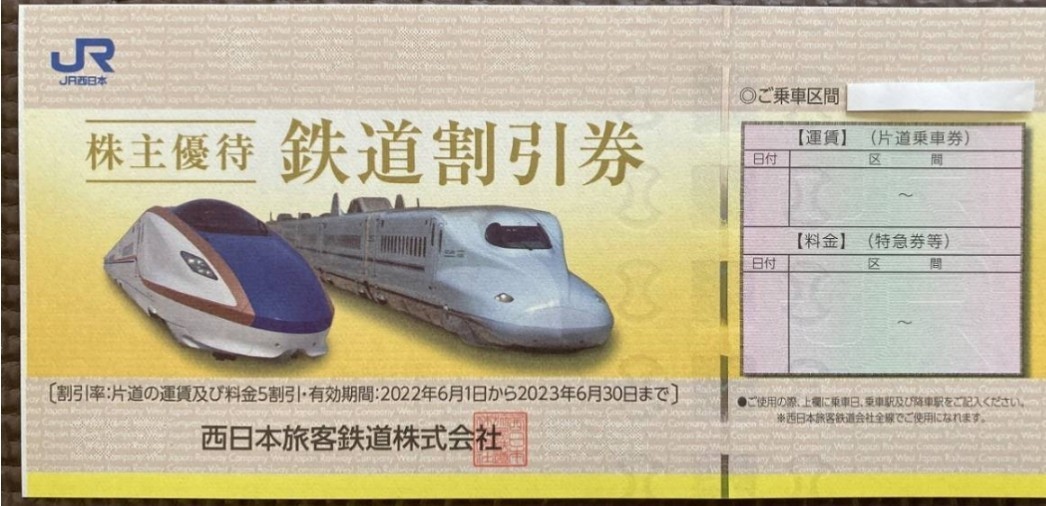 西日本旅客鉄道株式会社 株主優待券-