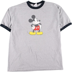 古着 DISNEY store MICKEY MOUSE ミッキーマウス キャラクタープリントTシャツ リンガーTシャツ メンズXXL /eaa333712