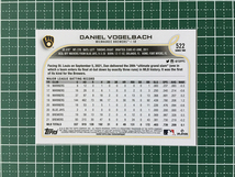 ★TOPPS MLB 2022 SERIES 2 #522 DANIEL VOGELBACH［MILWAUKEE BREWERS］ベースカード「BASE」★_画像2