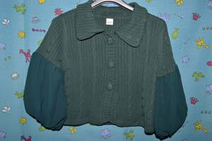 axes femme axes femme * short height sleeve chiffon rib cardigan green group color size :M( used beautiful goods )