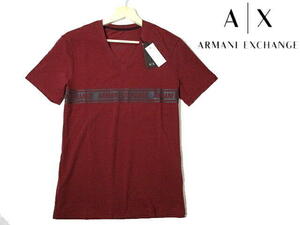 新品■ 正規品 安い！ アルマーニエクスチェンジ Vネック 半袖Tシャツ ボルドー　Sサイズ　ARMANI EXCHANGE　ジョルジオアルマーニジャパン