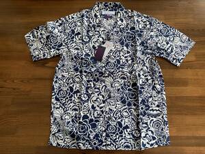 Green Label Relaxing Liberty cloth short sleeves open * shirt M floral print new goods 2