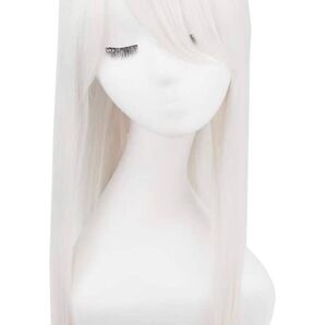 【試着のみ】フルウィッグ セミロング 白 かつら 耐熱 コスプレ