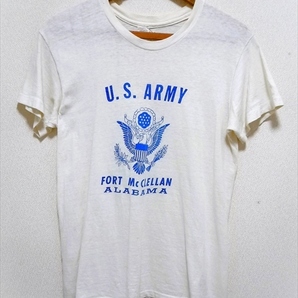 60’ｓ ビンテージ U.S.ARMY 染み込みプリント 米軍 ミリタリー Tシャツ 半袖 west art製 コットン USA製 FORT McCLELLAN ALABAMA 白系 M位の画像1