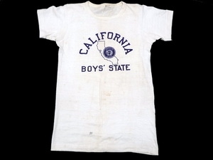 40～50’ｓ　ビンテージ　CALIFORNIA BOYS’ STATE　Tシャツ　American Legion　米国在郷軍人会　ホワイト　厚地　36　