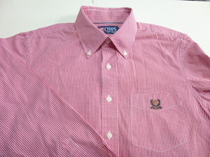 美品 CHAPS Ralph Lauren チャップス ラルフローレン 長袖ボタンダウンシャツ 赤色スモールギンガムチェック サイズM 胸ポケットにロゴ