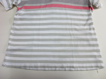 美品 Lacoste ラコステ 半袖ポロシャツ サイズ３ 白色ベースにグレー＋ピンク＋ブルーのボーダー柄 鹿の子生地 左胸にロゴの縫い付け_画像9