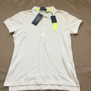 新品タグ付★ポロラルフローレン　ポロシャツ　レディースＭ　ホワイト　白　イエロー