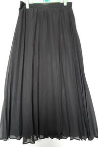 GU/ GU / pleat long skirt / long height / thin chiffon series material / accordion pleat / waist rubber / black / black /XL size (5/31R5)