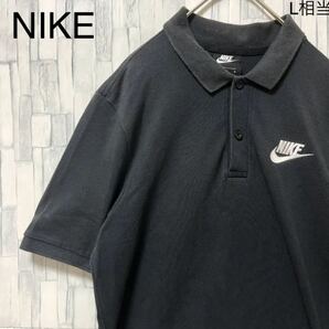 NIKE ナイキ 半袖 ポロシャツ サイズM シンプルロゴ ワンポイントロゴ 刺繍ロゴ ブラック 鹿の子 送料無料