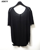 1【ASKYY LAYERD CUTSEW 3/7 371 L15 BLACK/WHITE ASKyy Tシャツ ASKyy レイヤード Tシャツ アスキー レイヤード カットソー】_画像2