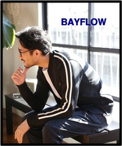 L【BAYFLOW LINE TRACK JACKET BM1802CF02 BLACK ベイフロー ライン ジャージ トラックジャケット】