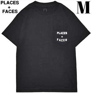 M 新品【PLACES+FACES ”P+F” POCKET LOGO TEE / BLACK プレイシーズフェイシーズ ポケット ロゴTシャツ / ブラック】