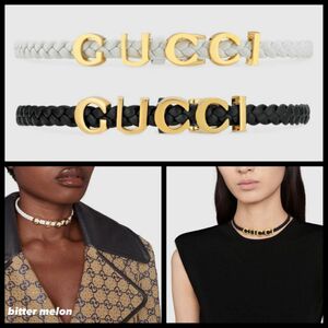 GUCCI レザーネックレス ロゴ