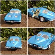 【送料350円】 コルベットスティングレイ ミニカー 1/36 ブルー 1963年式 シボレー C2型コルベット アメ車_画像3