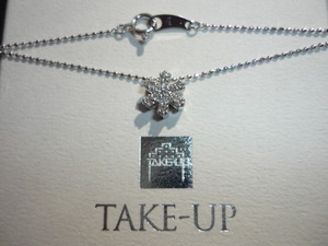  Take up K18WG diamond 0.14ct snow f Ray k necklace 18 gold white gold dia snow. crystal K18 TAKE-UP