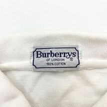 90s Burberrys ☆ シンプル ワッペン◎ 半袖 ポロシャツ ホワイト M 紳士 大人カジュアル 春夏 スポーツ ゴルフ 街着 バーバリーズ■BE207_画像5