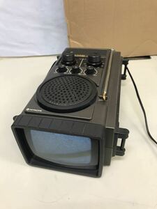 H1437/HITACHI MARK5 トランジスタ式 ポータブルTV K-55 日立製作所 白黒テレビ 76年製 現状品