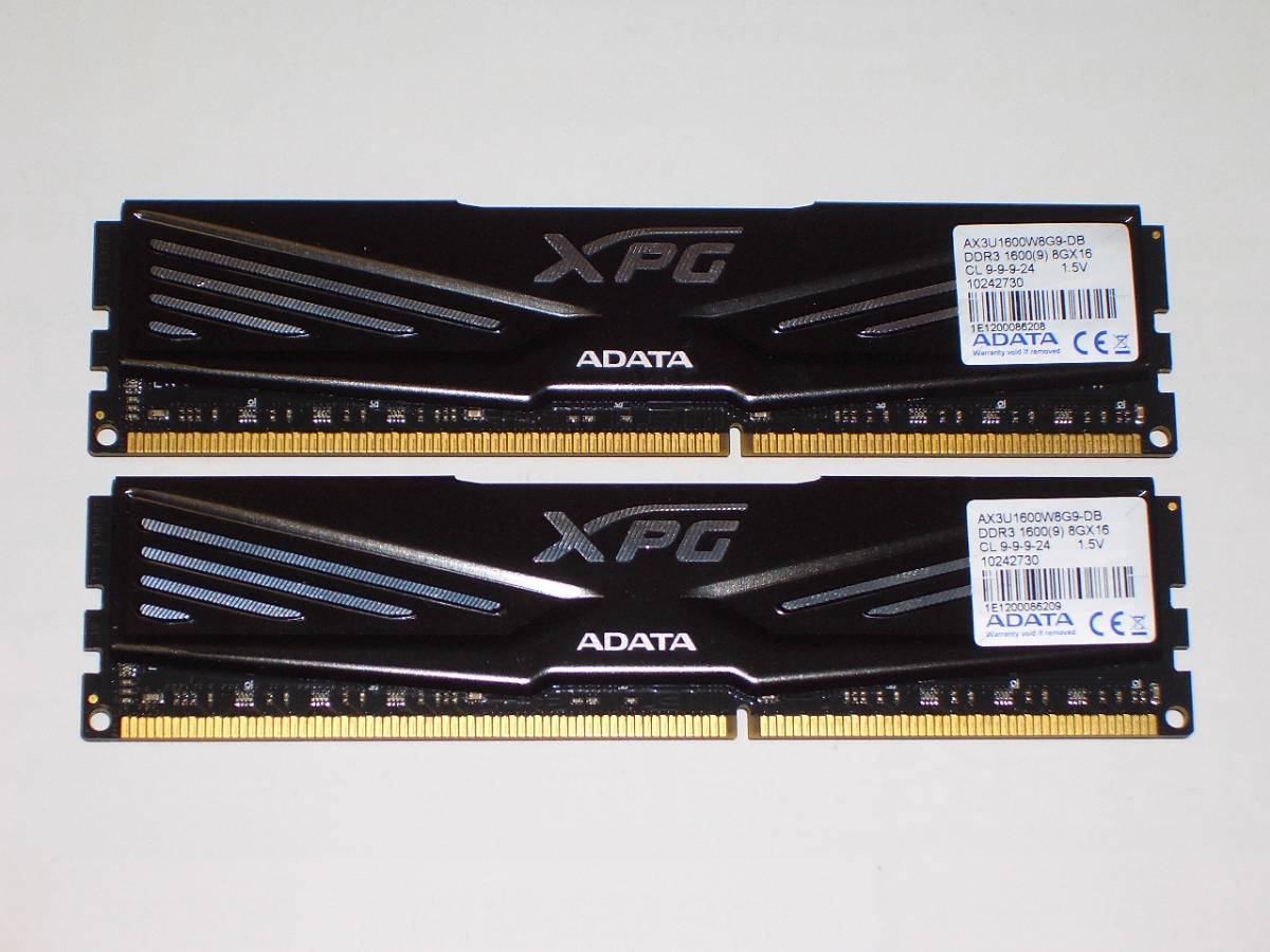 ◇ヒートスプレッダー搭載ADATA製PC3-12800 (DDR3-1600) 16GB (8GB×2枚