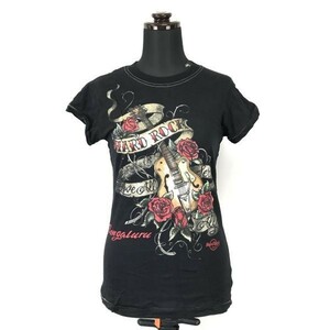 Hard Rock cafe/ハードロックカフェ★半袖Ｔシャツ【women’s size -S/黒/black】Tops/Shirts◆BH94