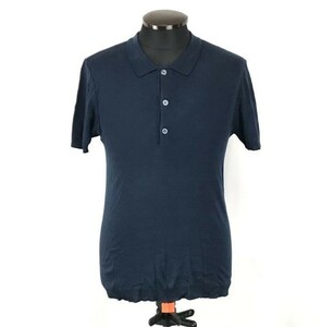  France made Letroyes/ru Toro wa* short sleeves knitted polo-shirt [ lady's M/ navy blue / navy ]*BG586