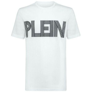 【CU】PHILIPP PLEIN フィリップ プレイン 半袖 Ｔシャツ MTK3192 【XL】ホワイト ロゴレタリング 六角 PPメタル【新品・正規品】