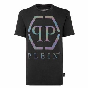 【CU】PHILIPP PLEIN フィリップ プレイン 半袖 Ｔシャツ MTK4261【XXL】ブラック PP ロゴ プリント 六角 PPメタル【新品・正規品】