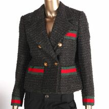 【CU】グッチ GUCCI ダブルブレスト ジャケット ブラックグレー 674335 ZAHVT 1078 ツイード レディース スーツ【新品・正規品】_画像1