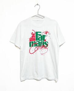 90s The Fat Mans プリント Tシャツ Peacock Papers サンタクロース クリスマス ヴィンテージ 70s 80s