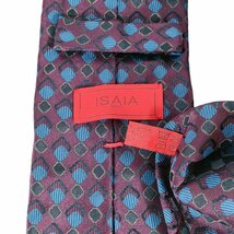 美品 ISAIA イザイア 7FOLD セッテピエゲ シルク100％ 総柄 レギュラータイ ネクタイ 紫×青×紺 バイオレット×ブルー×ネイビー J0303_画像6