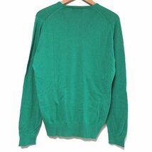 美品 JOHN SMEDLEY ジョンスメドレー 英国製 Vネック 長袖 ハイゲージニット セーター Mサイズ 緑 グリーン C0404_画像2