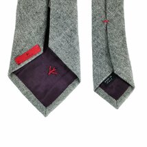 美品 ISAIA イザイア カシミア100％ 7FOLD セッテピエゲ ソリッド サンゴ 珊瑚ロゴ刺繍 レギュラータイ ネクタイ グレー J0303_画像6